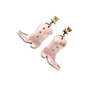 Rose Gold Cowgirl Boot Earrings