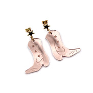 Rose Gold Cowgirl Boot Earrings