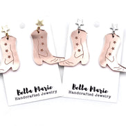 Rose Gold Cowgirl Boot Earrings