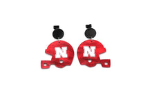 Load image into Gallery viewer, Huskers Football Helmet Earrings
