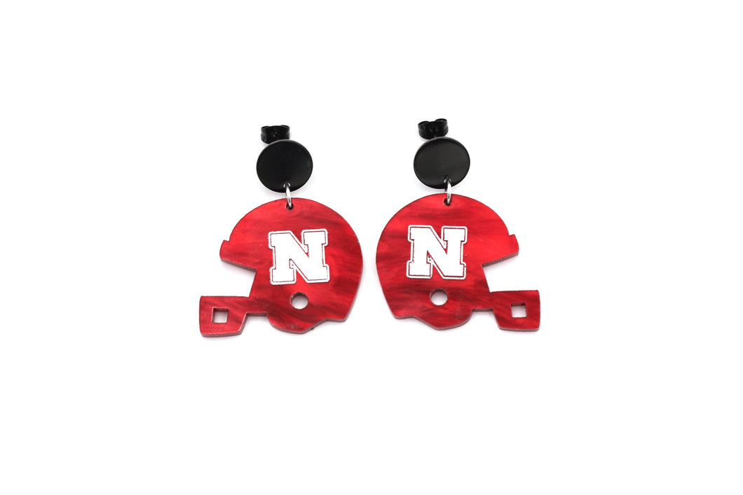 Huskers Football Helmet Earrings