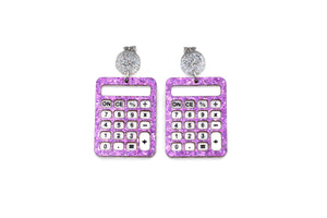 Purple Glitter Calculator Earrings