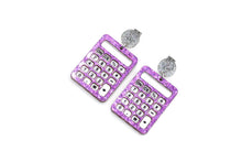 Load image into Gallery viewer, Purple Glitter Calculator Earrings
