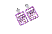 Load image into Gallery viewer, Purple Glitter Calculator Earrings
