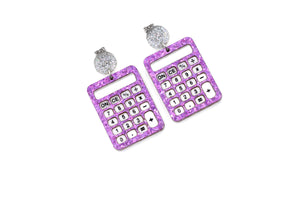 Purple Glitter Calculator Earrings