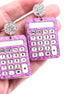 Purple Glitter Calculator Earrings