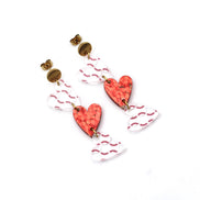 Baseball Triple Heart Earrings