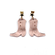Rose Gold Cowgirl Boot Earrings