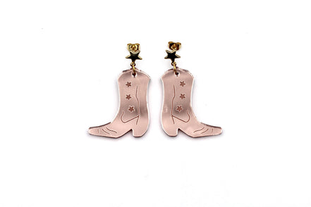 Rose Gold Cowgirl Boot Earrings
