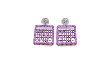 Load image into Gallery viewer, Purple Glitter Calculator Earrings
