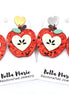 Red Glitter Apple Earrings