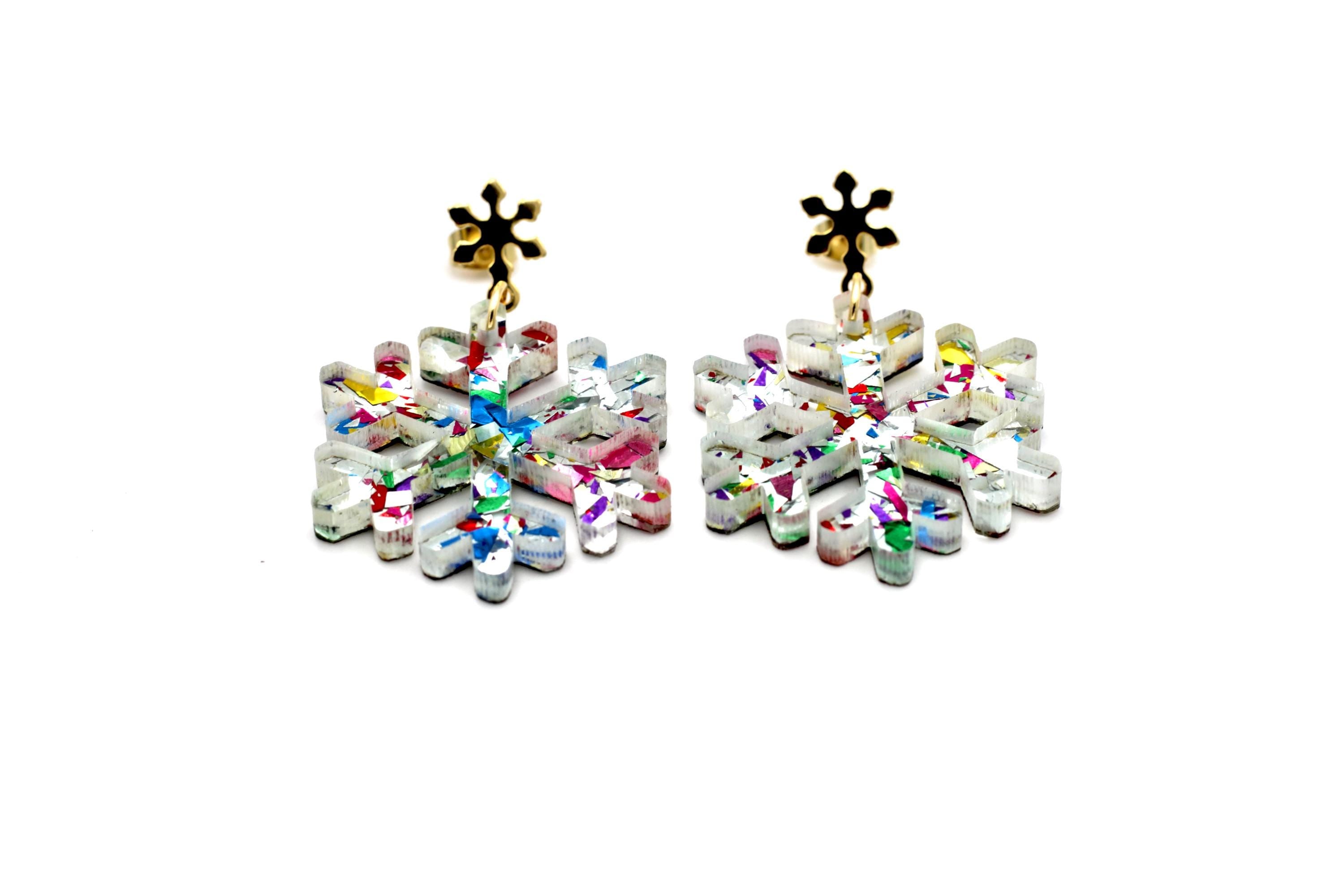 Glittery Snowflake Earrings