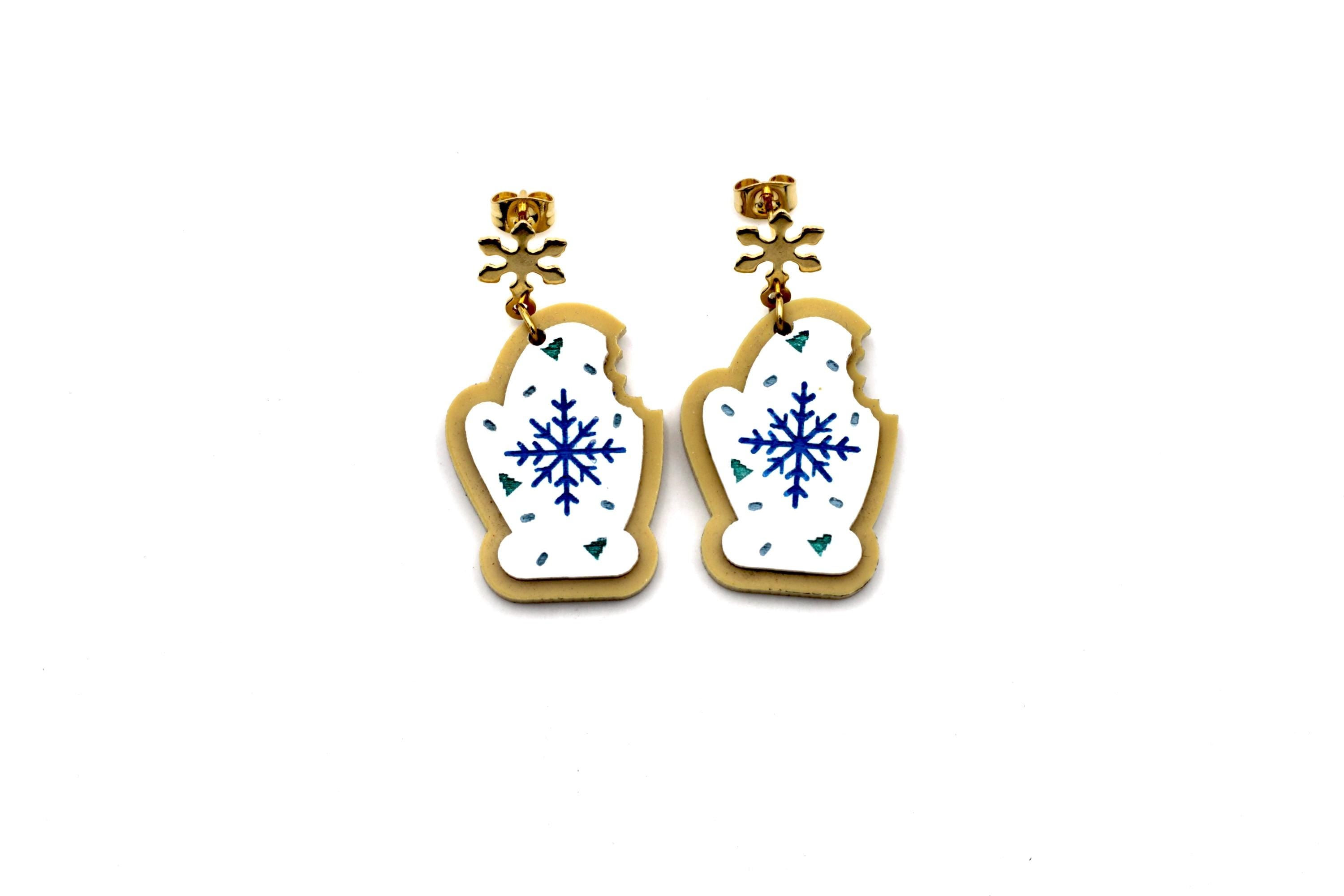 Snowflake Mitten Cookie Earrings