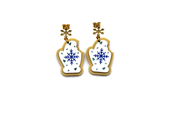Snowflake Mitten Cookie Earrings