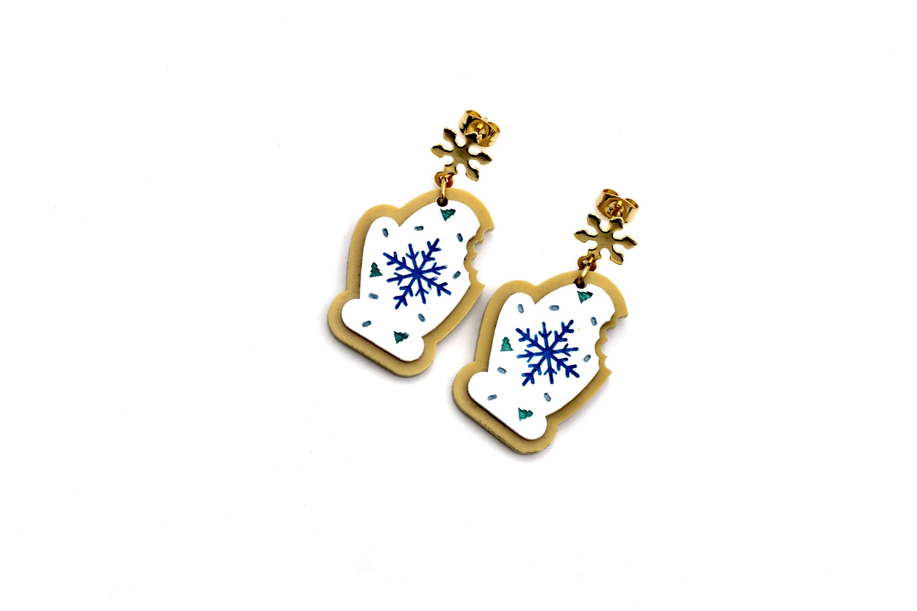Snowflake Mitten Cookie Earrings