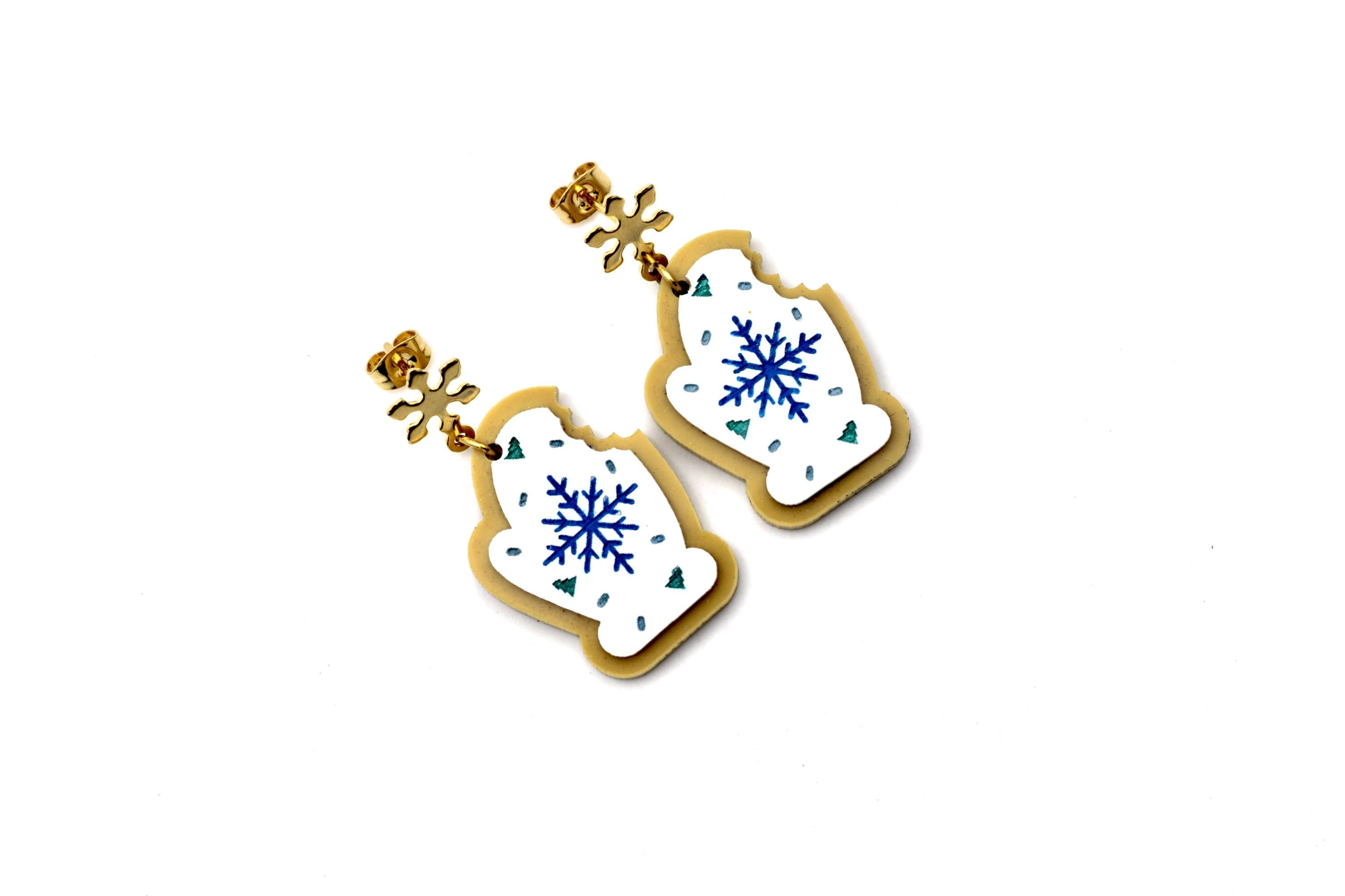 Snowflake Mitten Cookie Earrings