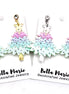 Pastel Glitter Christmas Tree Earrings