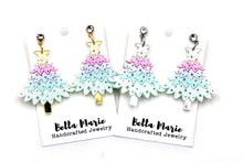 Load image into Gallery viewer, Pastel Glitter Christmas Tree Earrings
