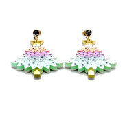 Pastel Glitter Christmas Tree Earrings