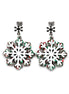 Red Green Silver Snowflake Earrings