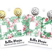 Red & Green Christmas Floral Earrings