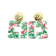 Red & Green Christmas Floral Earrings
