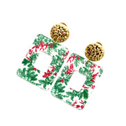 Red & Green Christmas Floral Earrings