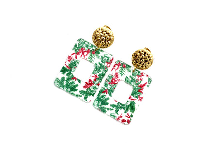Red & Green Christmas Floral Earrings