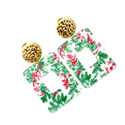 Red & Green Christmas Floral Earrings