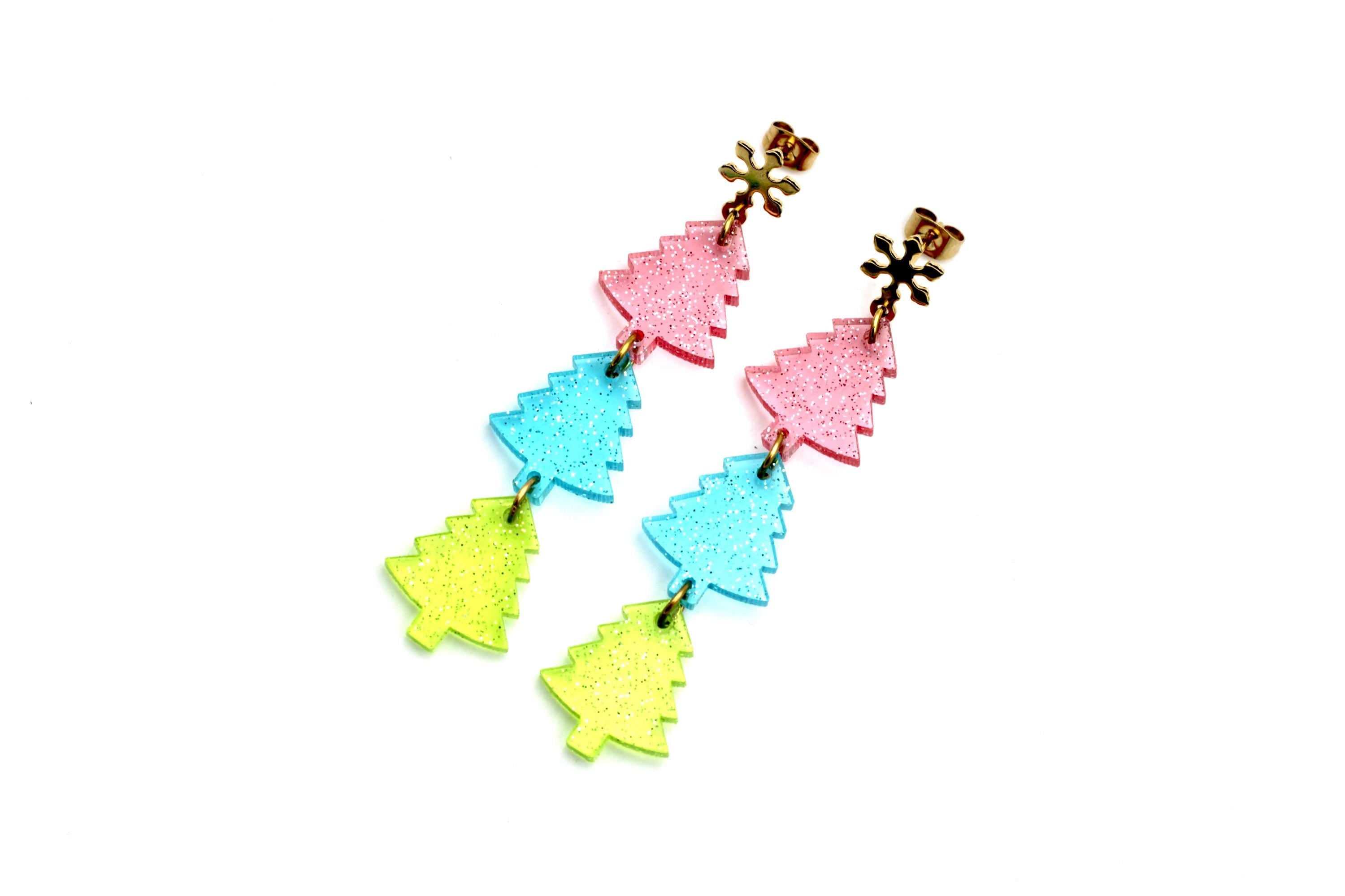 Jelly Glitter Tree Earrings