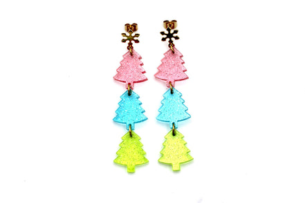 Jelly Glitter Tree Earrings