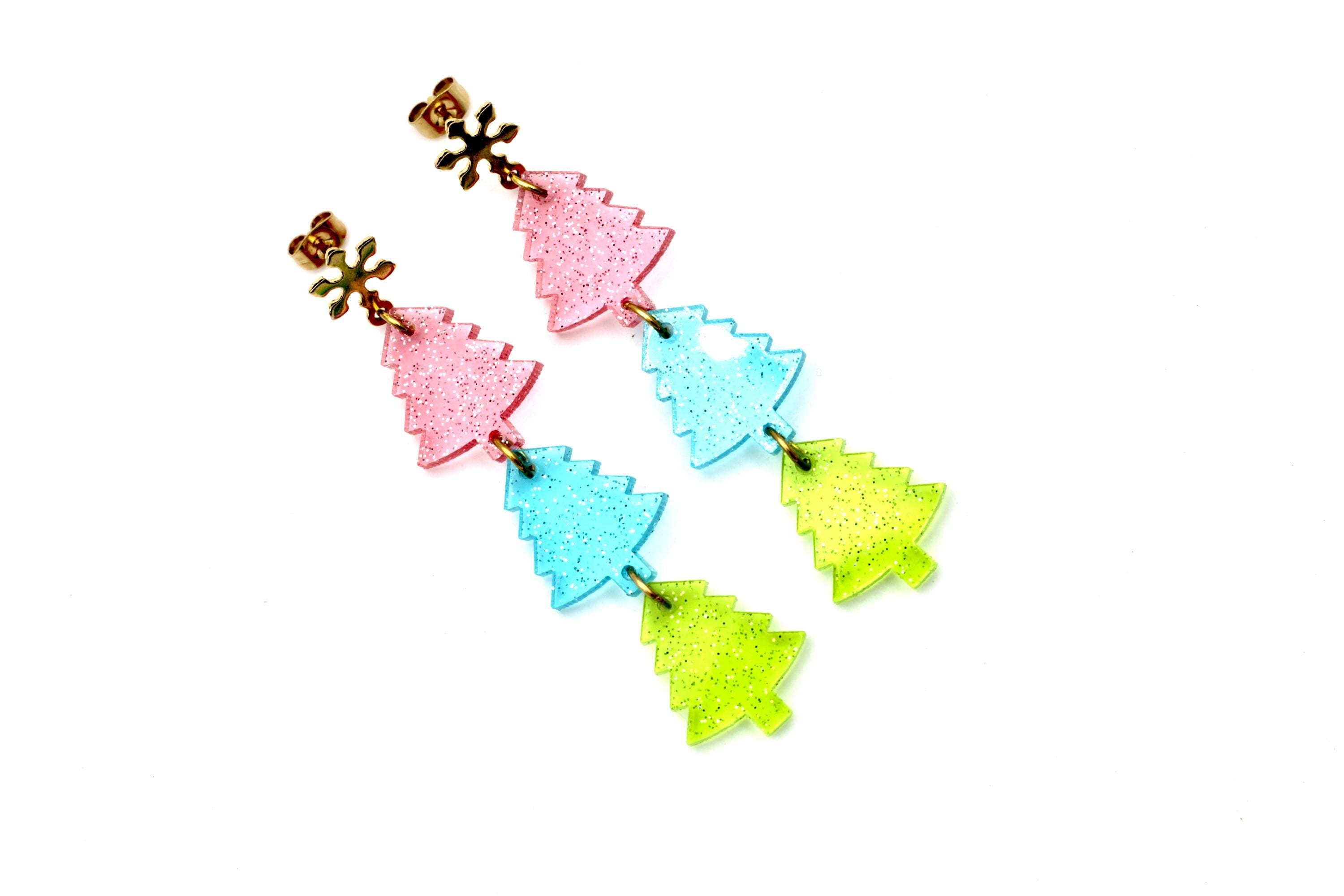 Jelly Glitter Tree Earrings