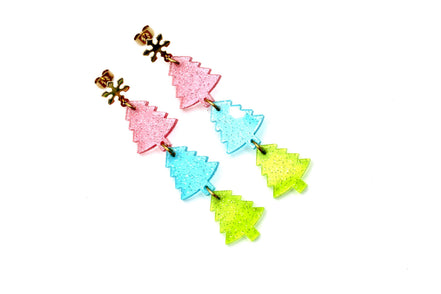 Jelly Glitter Tree Earrings