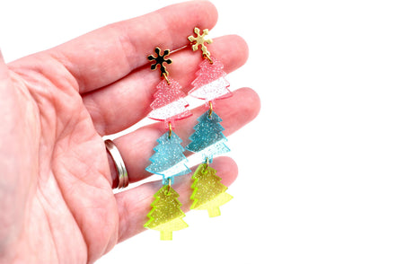 Jelly Glitter Tree Earrings