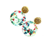 Christmas Floral Circle Earrings