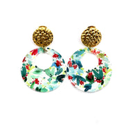 Christmas Floral Circle Earrings