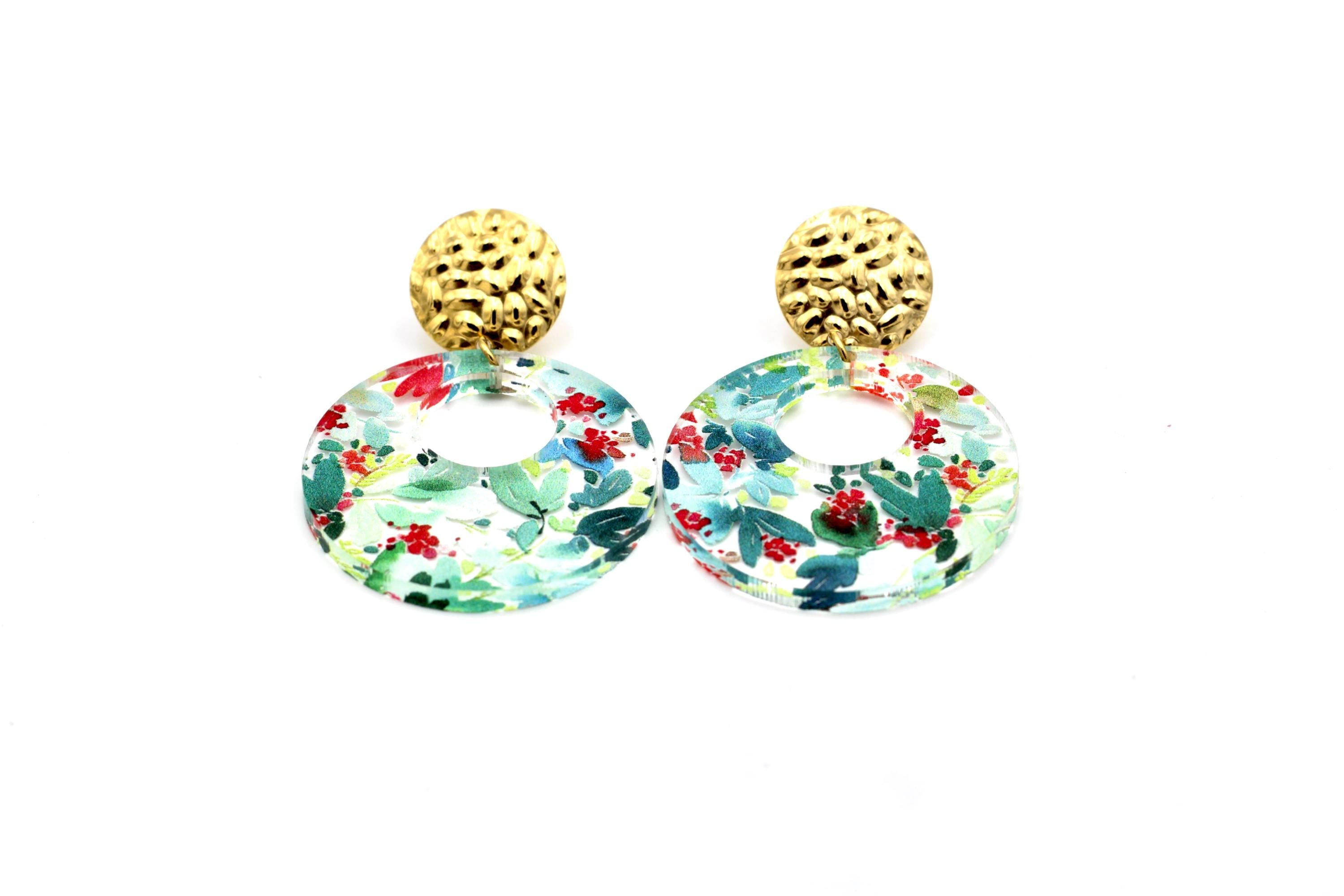 Christmas Floral Circle Earrings