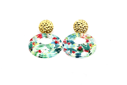 Christmas Floral Circle Earrings
