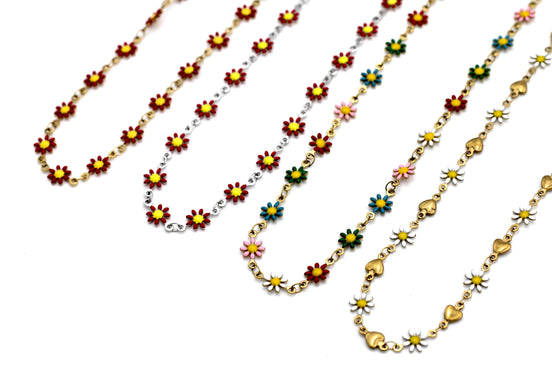 Enamel Flower Necklace