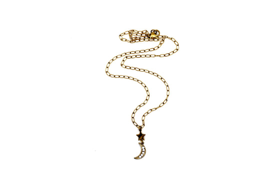 Dainty Moon & Star Rhinestone Necklace