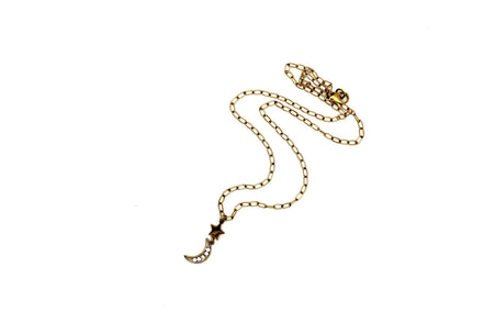 Dainty Moon & Star Rhinestone Necklace