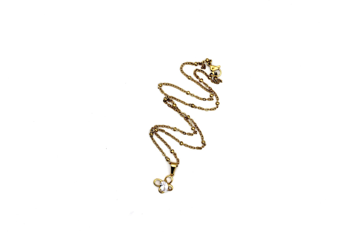 Gold Butterfly Rhinestone Necklace