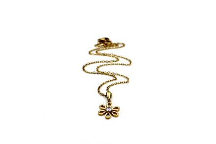 Gold Flower Rhinestone Necklace