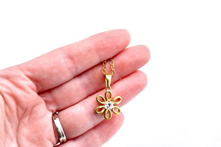 Gold Flower Rhinestone Necklace