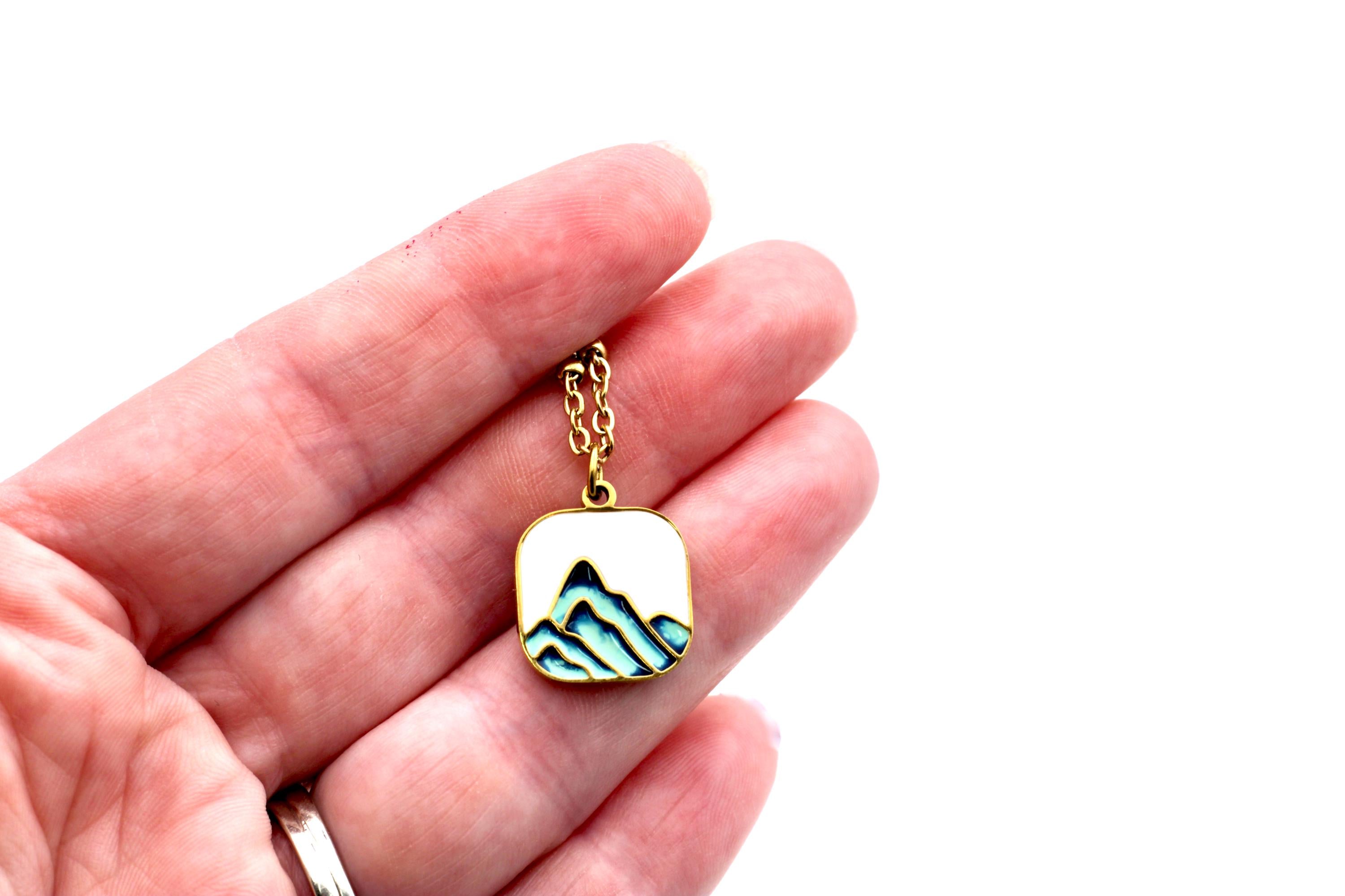 Gold Enamel Mountain Necklace