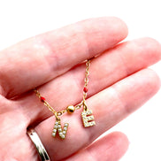 Gold Rhinestone NE Necklace