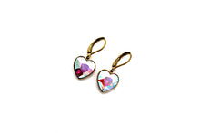 Load image into Gallery viewer, Multicolor Rhinestone Heart Leverback Earrings
