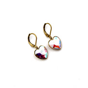 Multicolor Rhinestone Heart Leverback Earrings