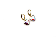 Load image into Gallery viewer, Multicolor Rhinestone Heart Leverback Earrings
