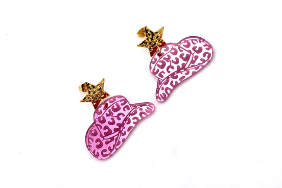 Pink Cowgirl Hat Earrings
